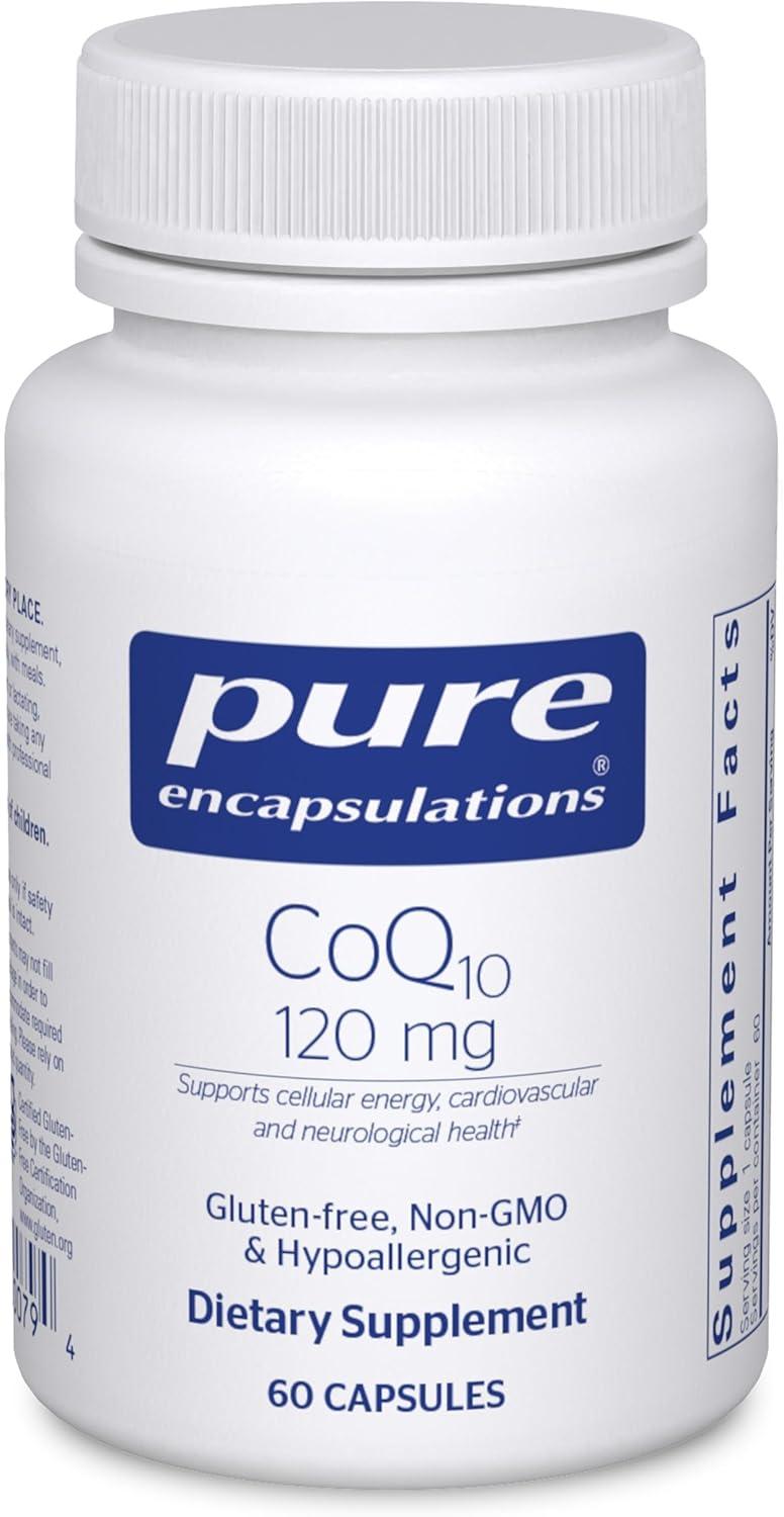 image:imagePure Encapsulations CoQ10 120 mg Coenzyme Q10 Supplement for Heart Health Energy Antioxidants Brain amp Memory Health Cellular Health Cognition amp Cardiovascular Support 120 CapsulesUnflavored