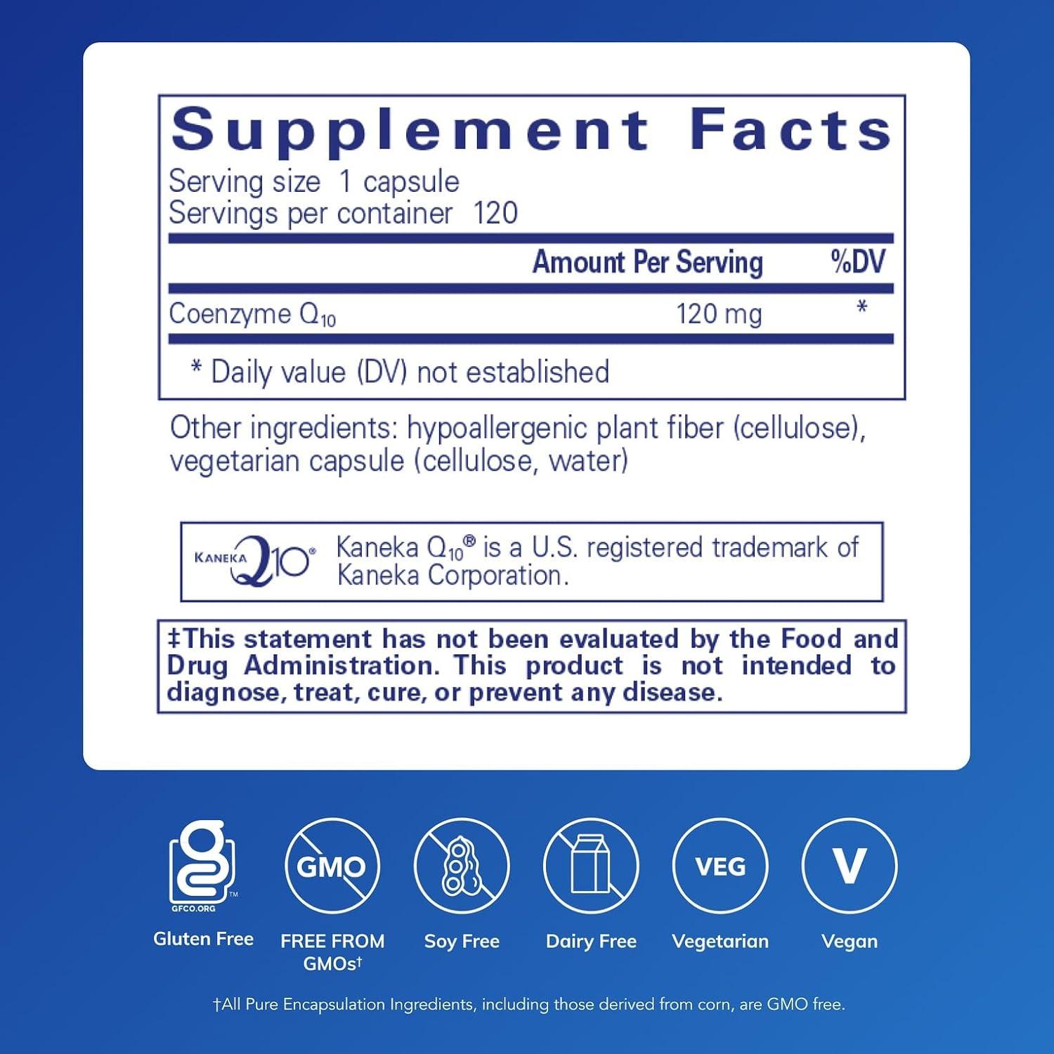 image:imagePure Encapsulations CoQ10 120 mg Coenzyme Q10 Supplement for Heart Health Energy Antioxidants Brain amp Memory Health Cellular Health Cognition amp Cardiovascular Support 120 CapsulesUnflavored