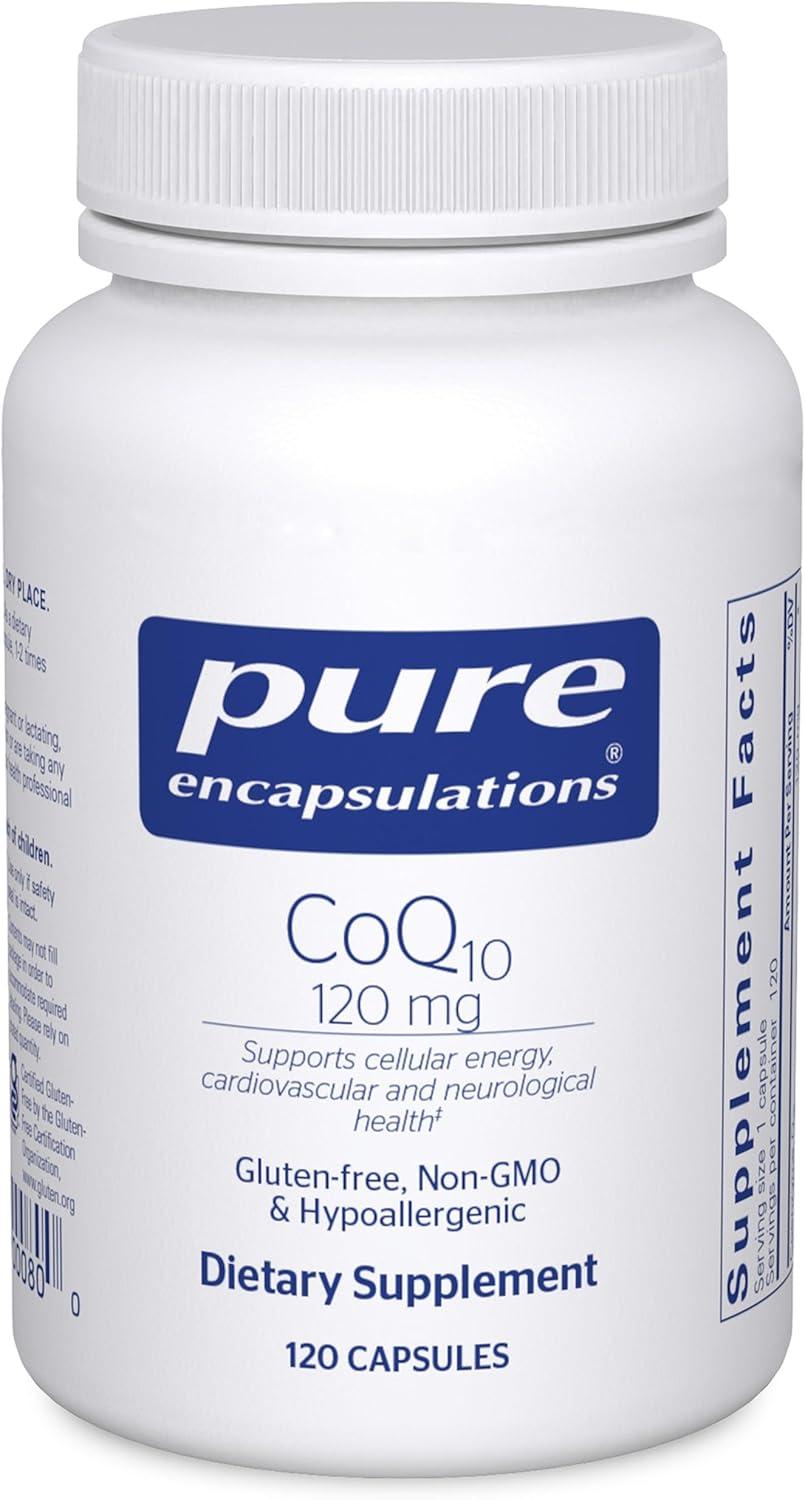 image:imagePure Encapsulations CoQ10 120 mg Coenzyme Q10 Supplement for Heart Health Energy Antioxidants Brain amp Memory Health Cellular Health Cognition amp Cardiovascular Support 120 CapsulesUnflavored
