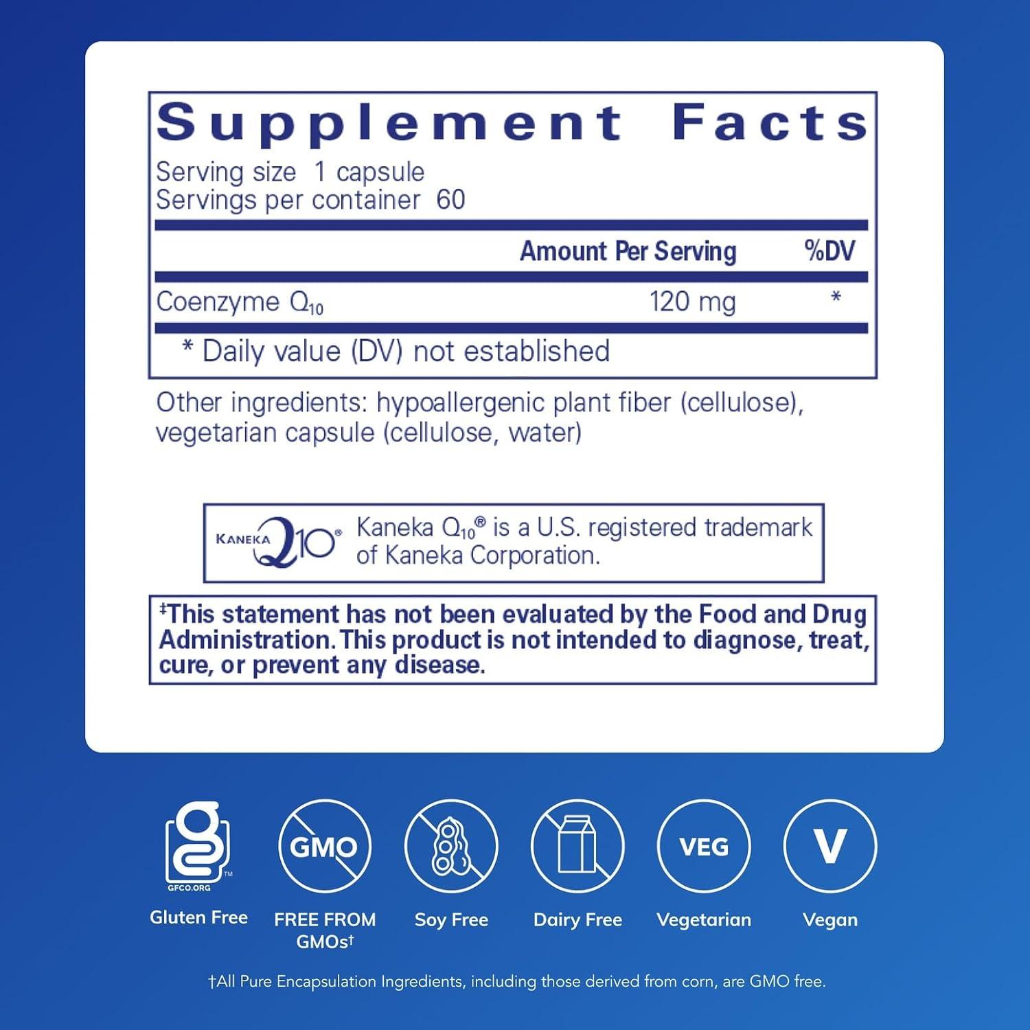image:imagePure Encapsulations CoQ10 120 mg Coenzyme Q10 Supplement for Heart Health Energy Antioxidants Brain amp Memory Health Cellular Health Cognition amp Cardiovascular Support 120 CapsulesUnflavored