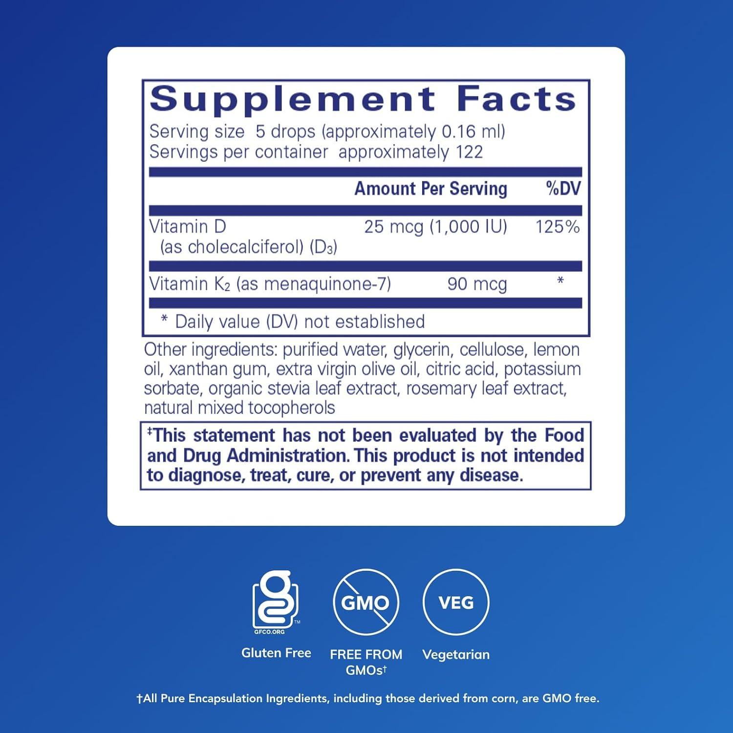 image:imagePure Encapsulations EmulsiSorb K2D3 Liquid EnhancedAbsorption Emulsified Vitamin K2 and Vitamin D3 for Vascular Health Support 07 Fl Oz