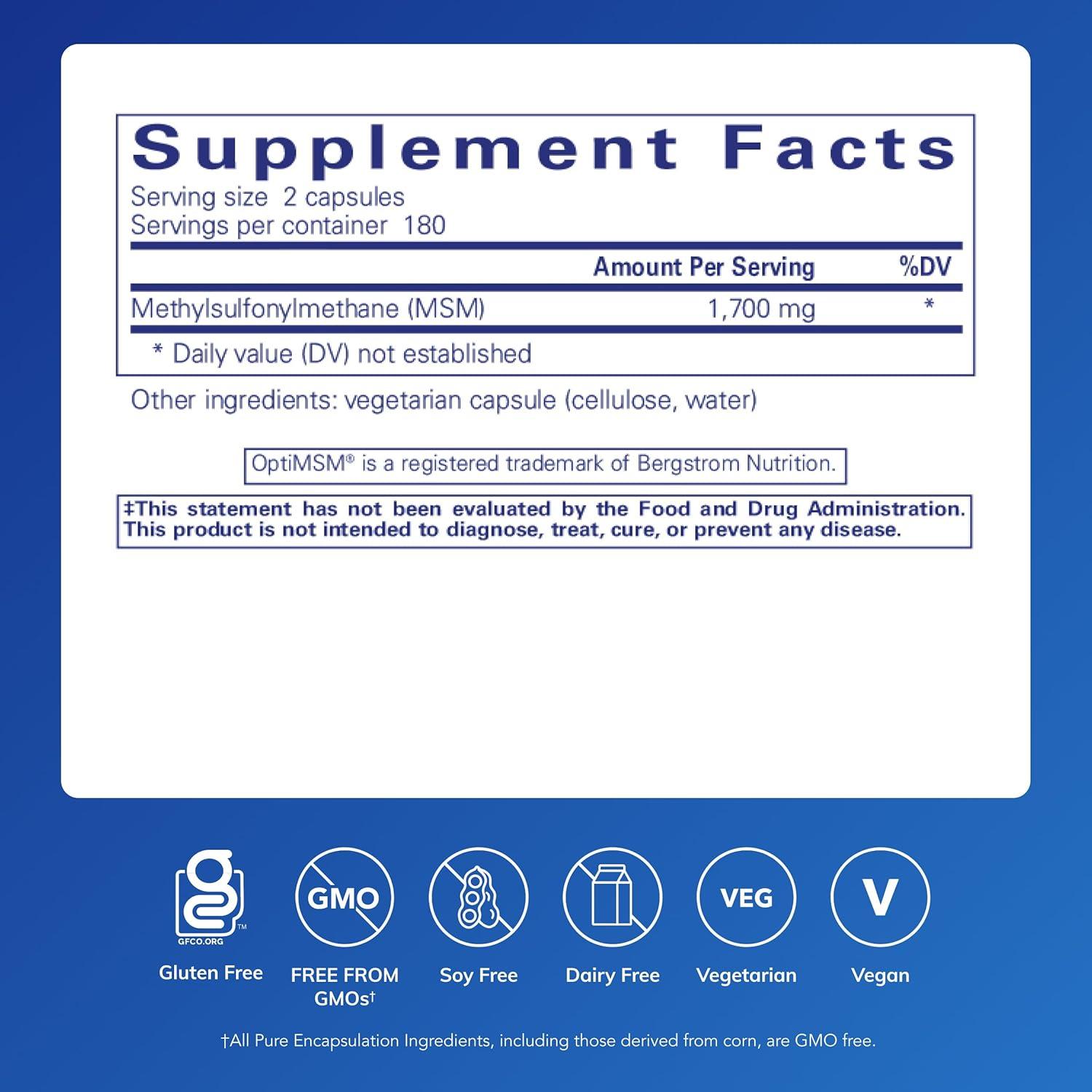 image:imagePure Encapsulations MSM Capsules Sulfur Supplement to Support Joints Immune System Connective Tissue and Respiratory Health 360 Capsules360 Count Pack of 1