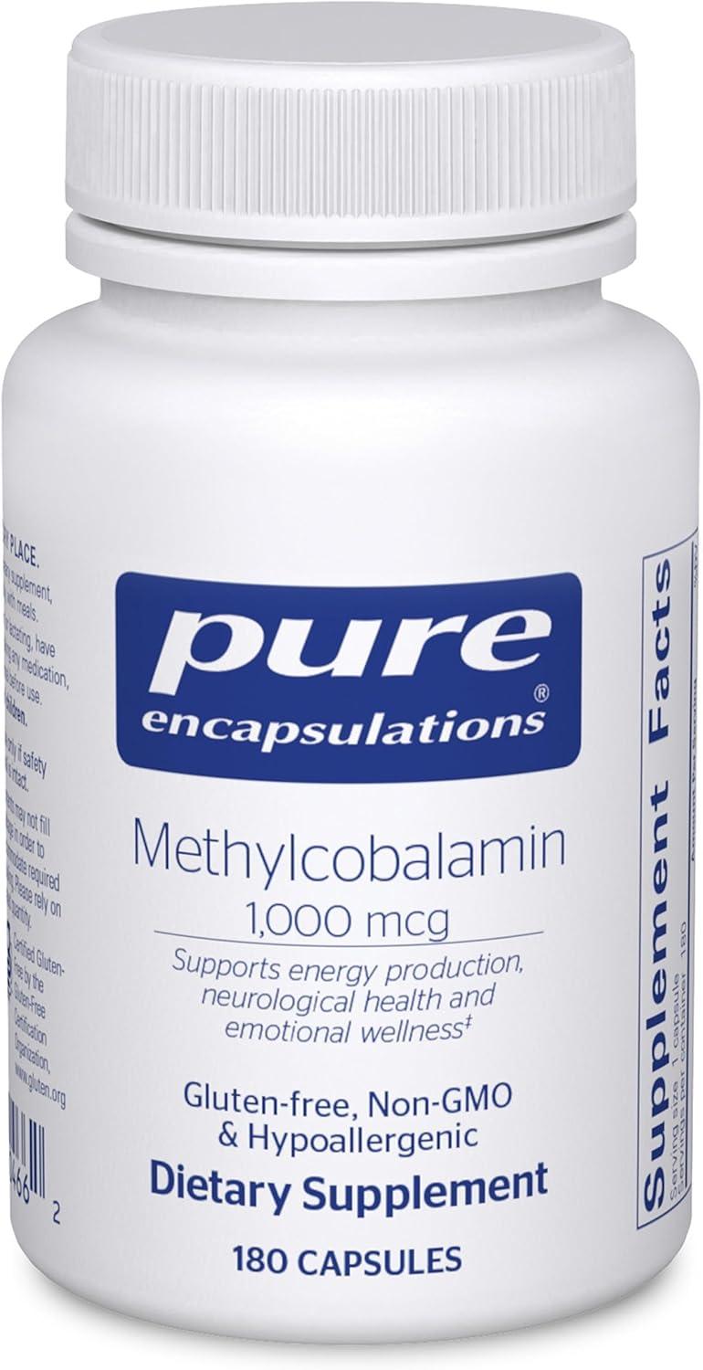 image:imagePure Encapsulations Methylcobalamin 1000 mcg Vitamin B12 Supplement to Support Memory amp Nerve Health Premium Vitamin B12 Capsules 180 CapsulesUnflavored