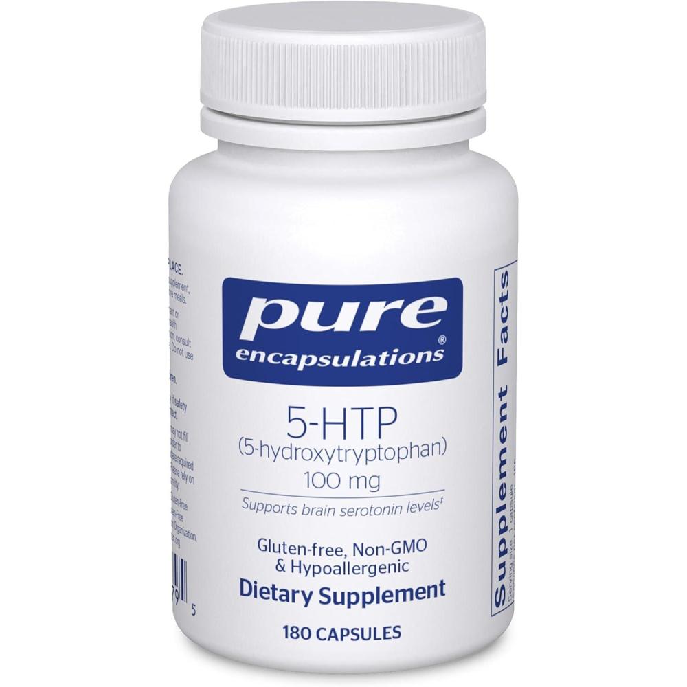 image:imagePure Encapsulations 5HTP 100 mg Brain Health Sleep Regulation amp Appetite Support 5Hydroxytryptophan Gluten Free amp NonGMO 180 Capsules180 Count Pack of 1
