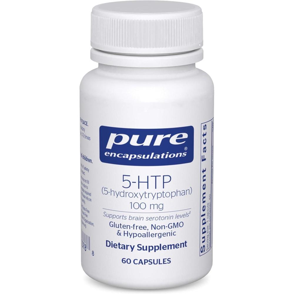 image:imagePure Encapsulations 5HTP 100 mg Brain Health Sleep Regulation amp Appetite Support 5Hydroxytryptophan Gluten Free amp NonGMO 180 Capsules60 Count Pack of 1