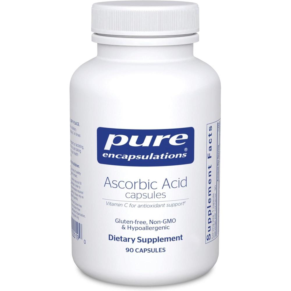 image:imagePure Encapsulations Ascorbic Acid Capsules 1000 mg Vitamin C Antioxidant amp Immune Support HighPotency Vitamin C Vegan amp NonGMO 250 Capsules90 Count Pack of 1