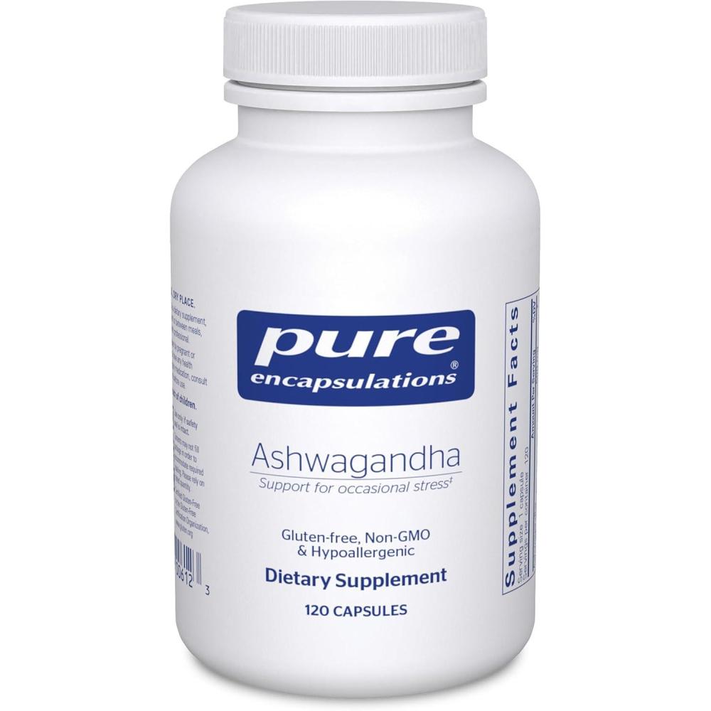 image:imagePure Encapsulations Ashwagandha 500 mg Ashwagandha Extract Metabolism amp Stress Support Immune Support GMO Free amp Vegan 120 Capsules120 Count Pack of 1