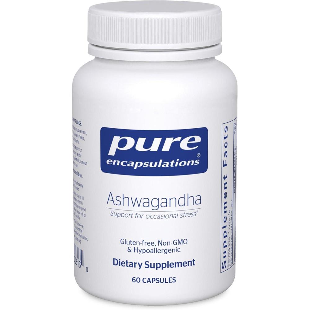image:imagePure Encapsulations Ashwagandha 500 mg Ashwagandha Extract Metabolism amp Stress Support Immune Support GMO Free amp Vegan 120 Capsules60 Count Pack of 1