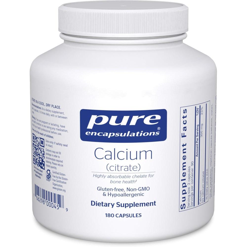 image:imagePure Encapsulations Calcium Citrate Supplement for Bone Teeth Colon and Cardiovascular Health Support with Premium Calcium Citrate 180 Capsules180 Count Pack of 1