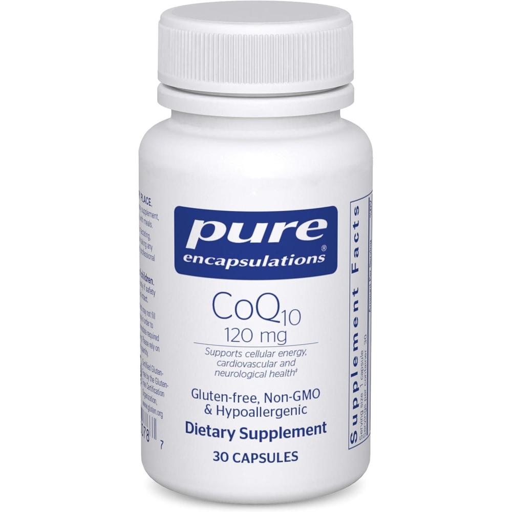 image:imagePure Encapsulations CoQ10 120 mg Coenzyme Q10 Supplement for Heart Health Energy Antioxidants Brain amp Memory Health Cellular Health Cognition amp Cardiovascular Support 120 CapsulesUnflavored