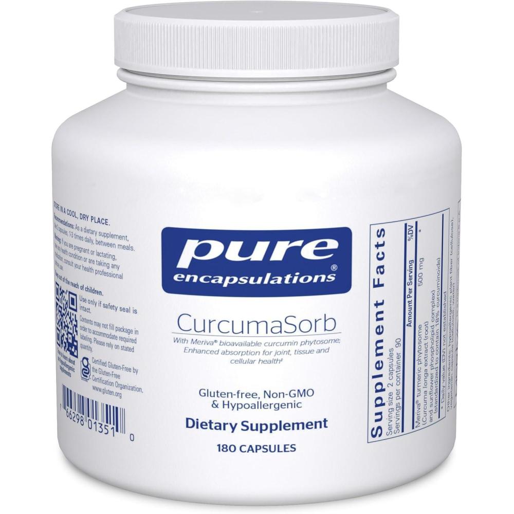 image:imagePure Encapsulations CurcumaSorb 180s Meriva Curcumin Phytosome Supports Joint Health Gluten Free amp NonGMO 180 Capsules180 Count Pack of 1