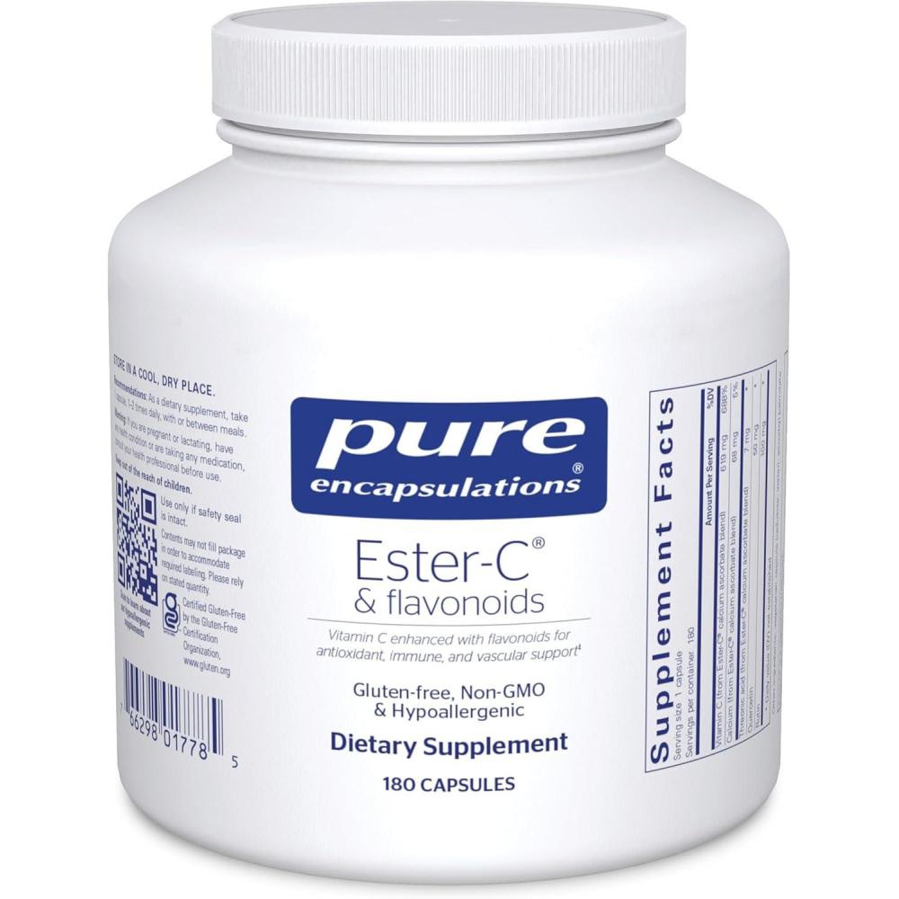 image:imagePure Encapsulations EsterC amp Flavonoids  Vitamin C Supplement for Antioxidants  Immune amp Vascular Support with Calcium amp Rutin  Gentle on Digestion  Vegan amp NonGMO  180 Capsules180 Count Pack of 1