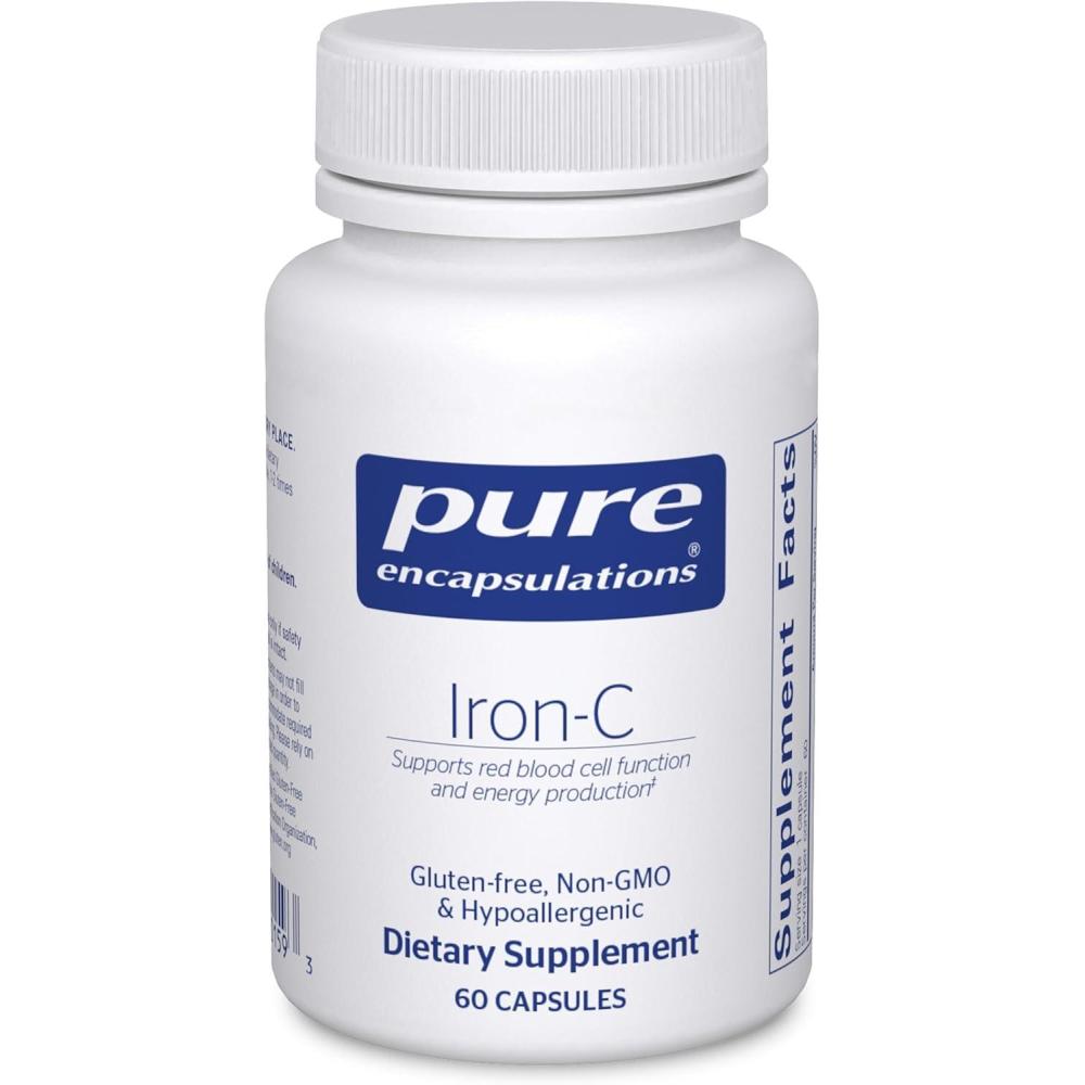 image:imagePure Encapsulations IronC 15 mg 175 mg Vitamin C Red Blood Cell Support Energy Production Highly Bioavailable Iron Pill Gluten Free amp Vegan 30 Capsules60 Count Pack of 1