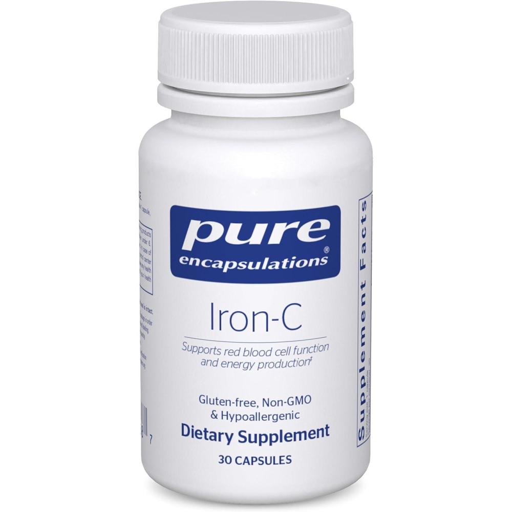 image:imagePure Encapsulations IronC 15 mg 175 mg Vitamin C Red Blood Cell Support Energy Production Highly Bioavailable Iron Pill Gluten Free amp Vegan 30 Capsules30 Count Pack of 1