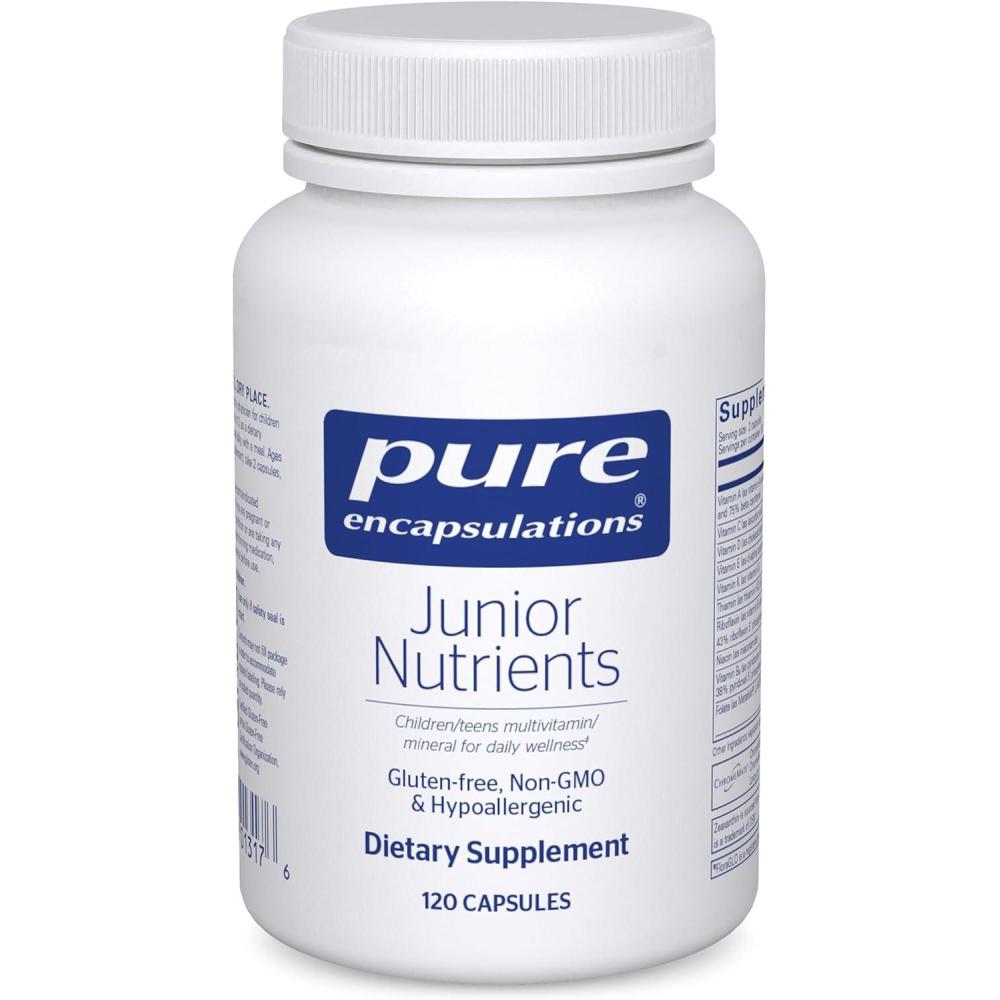 image:imagePure Encapsulations Junior Nutrients Kids amp Teens Multivitamin Without Iron with Calcium Vitamin D3 amp Vitamin C NonGMO amp Vegetarian 120 Capsules