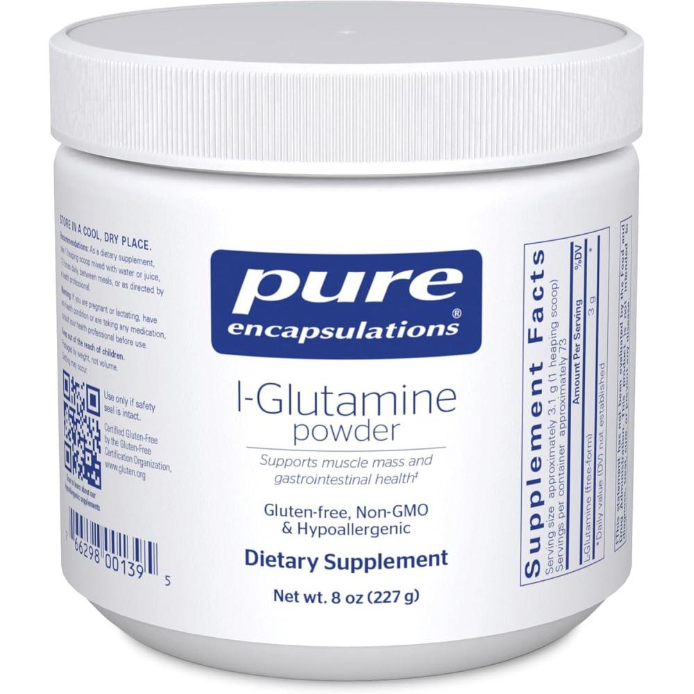 image:imagePure Encapsulations LGlutamine Powder Supplement for Immune and Digestive Support Gut Health and Lining Metabolism and Muscle Support with Pure FreeForm LGlutamine 8 Ounces