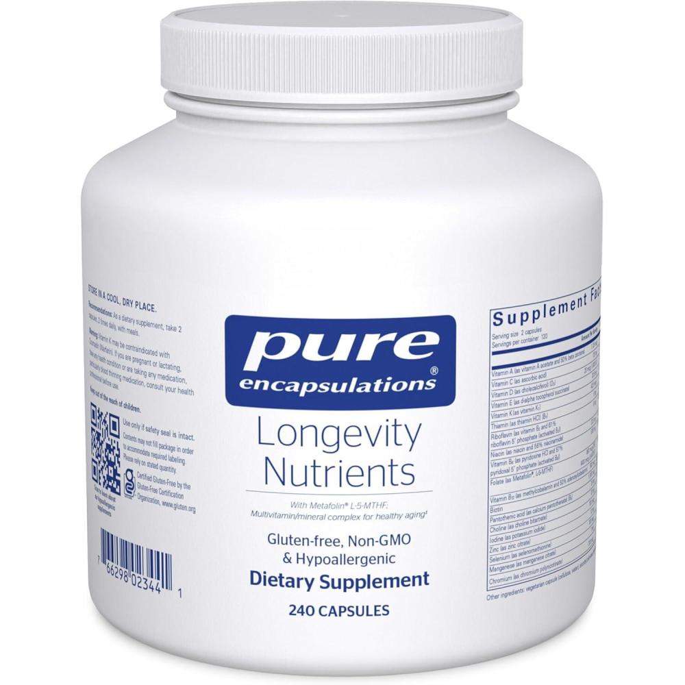 image:imagePure Encapsulations Longevity Nutrients MultivitaminMineral Complex to Support Healthy Aging Brain Function Eyes Bones and Vascular Health 120 Capsules240 Count Pack of 1