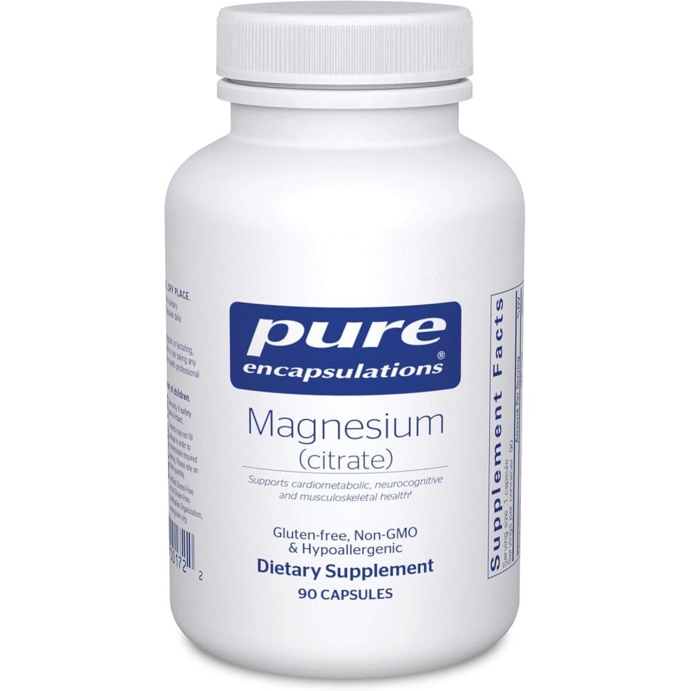 image:imagePure Encapsulations Magnesium Citrate Supplement for Sleep Heart Health Cognitive Health Bone Health Energy Muscles and Metabolism with Premium Magnesium 180 Capsules90 Count Pack of 1