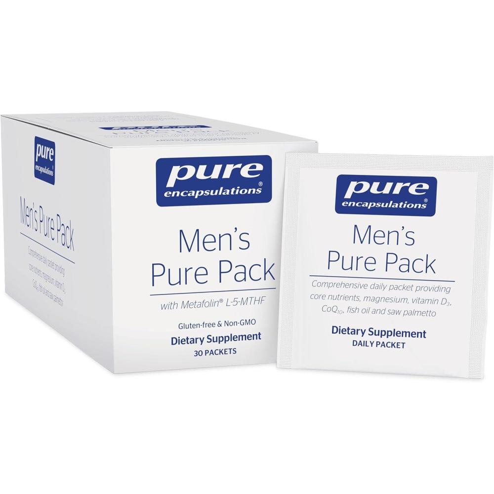 image:imagePure Encapsulations Mens Pure Pack MultivitaminMineral Complex with Added Magnesium Vitamin D3 CoQ10 and Omega3 Fatty Acids 30 PacketsUnflavored