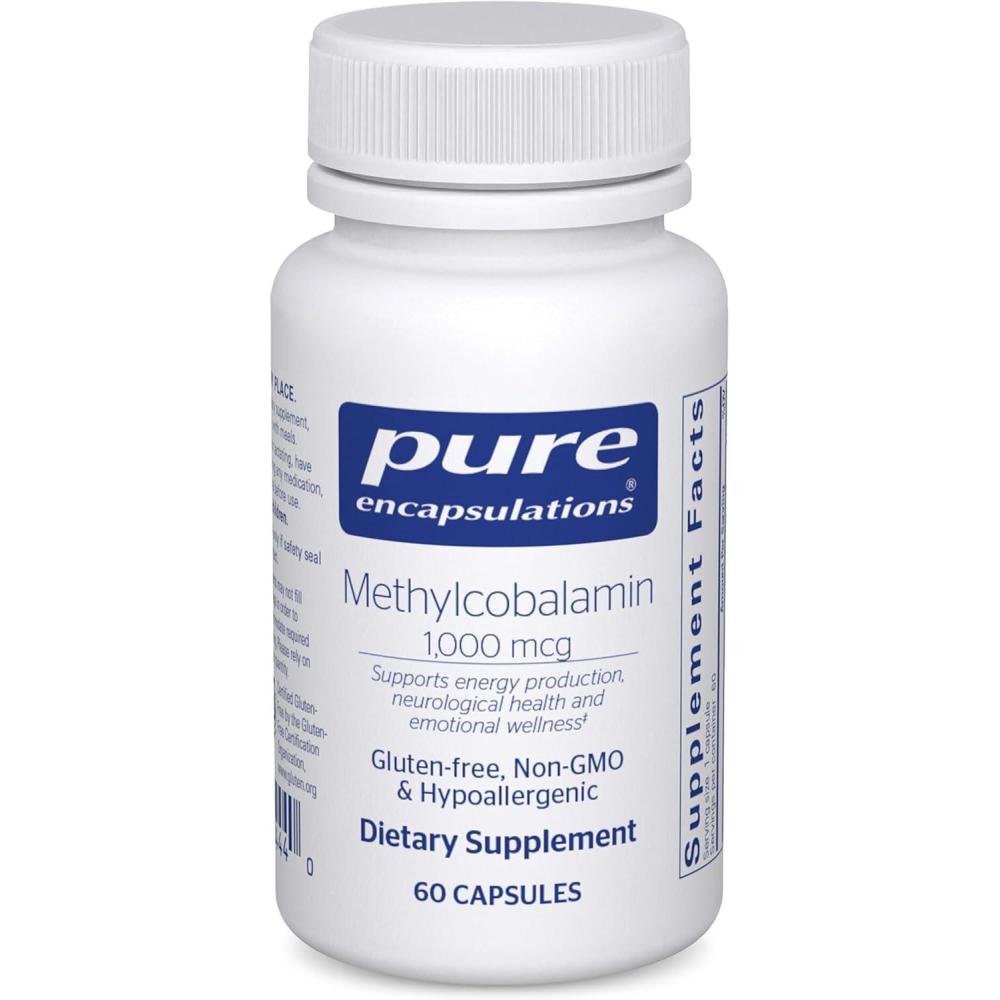 image:imagePure Encapsulations Methylcobalamin 1000 mcg Vitamin B12 Supplement to Support Memory amp Nerve Health Premium Vitamin B12 Capsules 180 CapsulesUnflavored