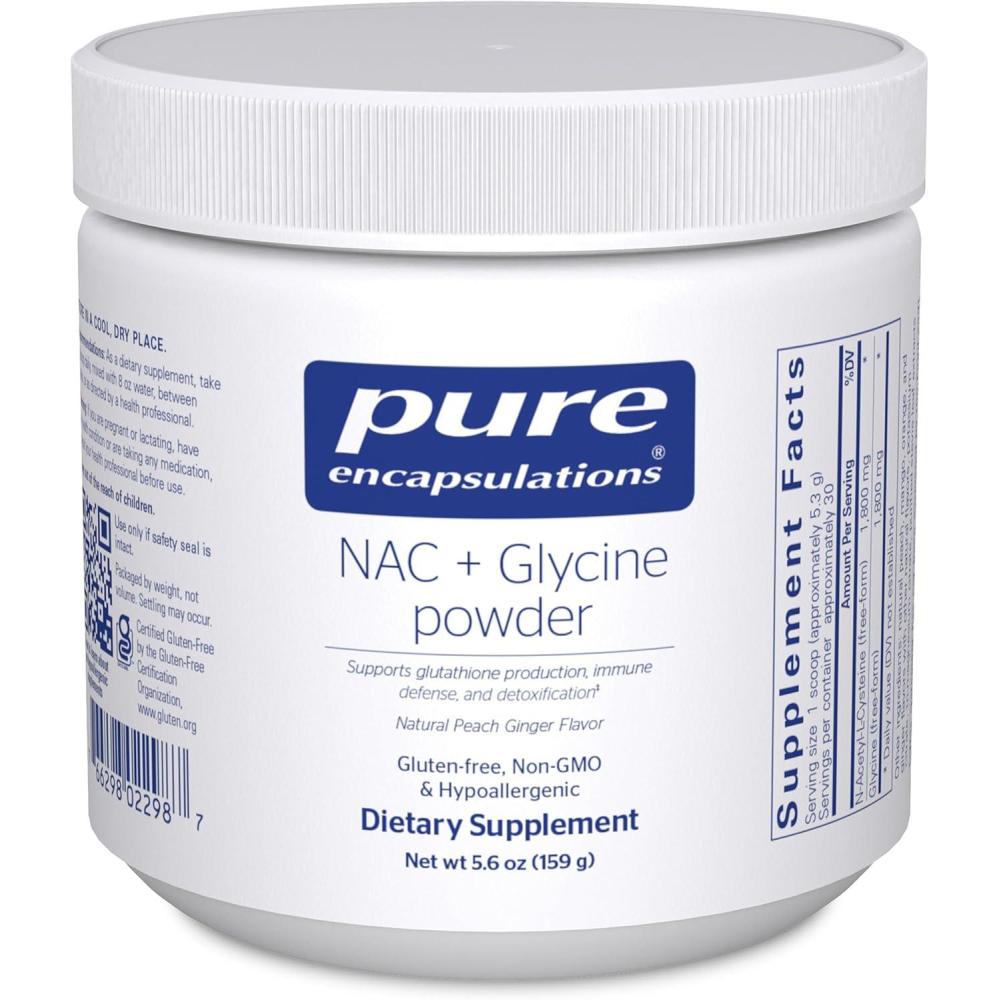 image:imagePure Encapsulations NAC Glycine Powder Immune Support Detox Cleanse amp Glutathione Production Conditionally Essential Amino Acids Gluten Free amp NonGMO 56 oz