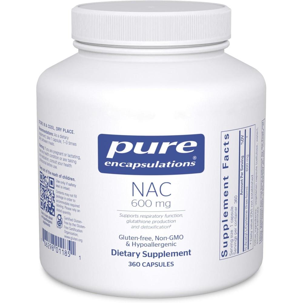image:imagePure Encapsulations NAC 600 mg NAcetyl Cysteine NAC Supplement for Lung Health amp Immune Support Liver Support amp Antioxidants with Freeform NAcetylLCysteine 90 Capsules360 Count Pack of 1
