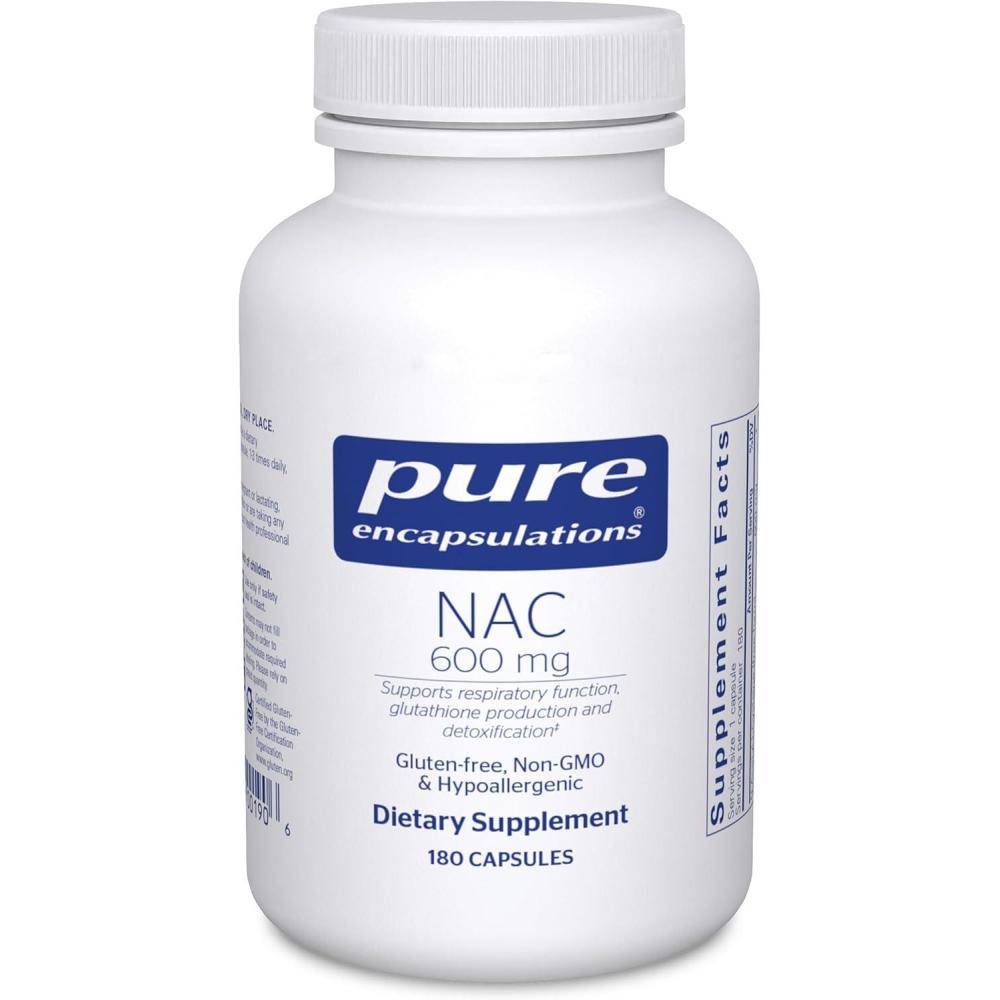 image:imagePure Encapsulations NAC 600 mg NAcetyl Cysteine NAC Supplement for Lung Health amp Immune Support Liver Support amp Antioxidants with Freeform NAcetylLCysteine 90 Capsules180 Count Pack of 1
