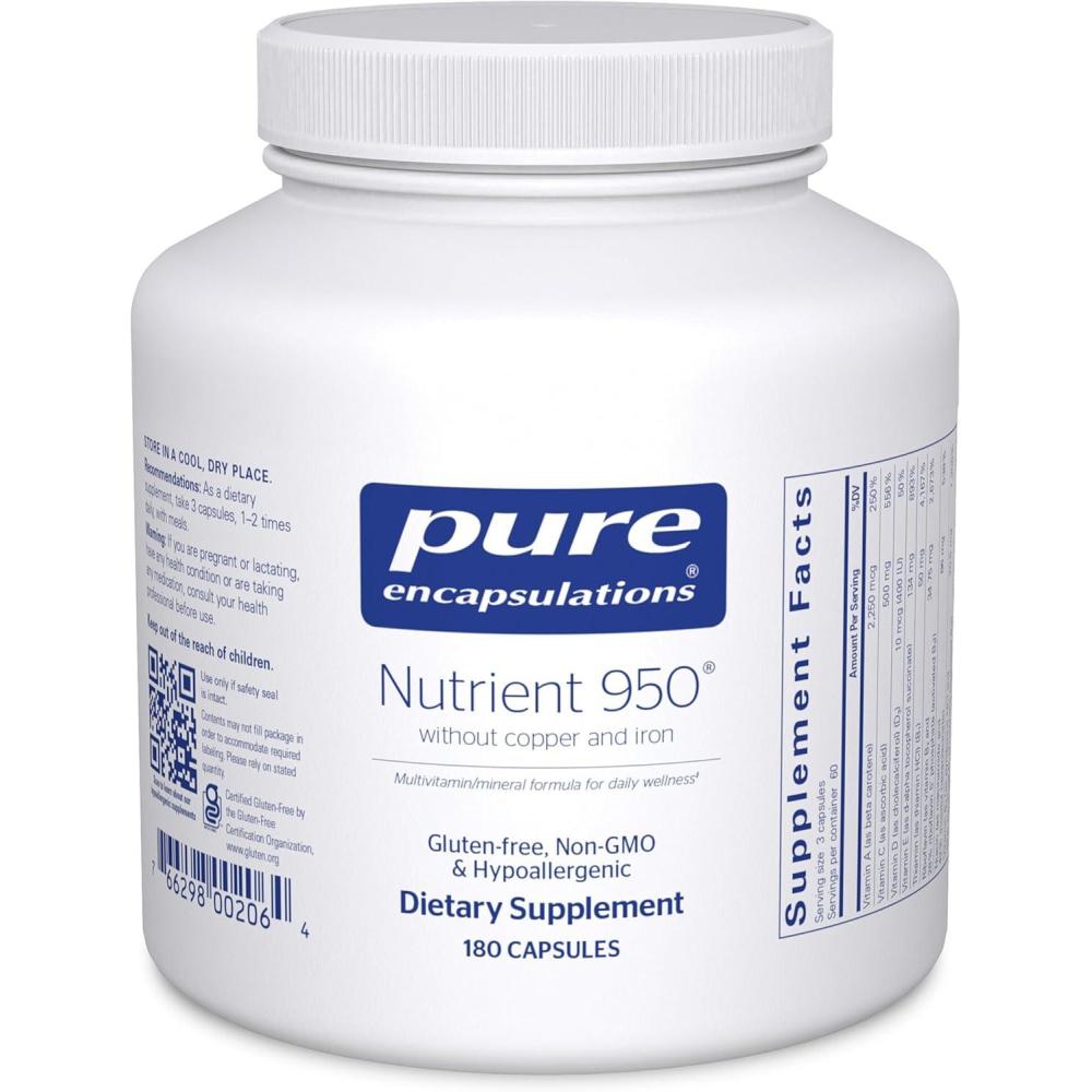 image:imagePure Encapsulations Nutrient 950 Without Copper amp Iron  Hypoallergenic MultiVitaminMineral Formula for Optimal Health  90 Capsules180 Count Pack of 1