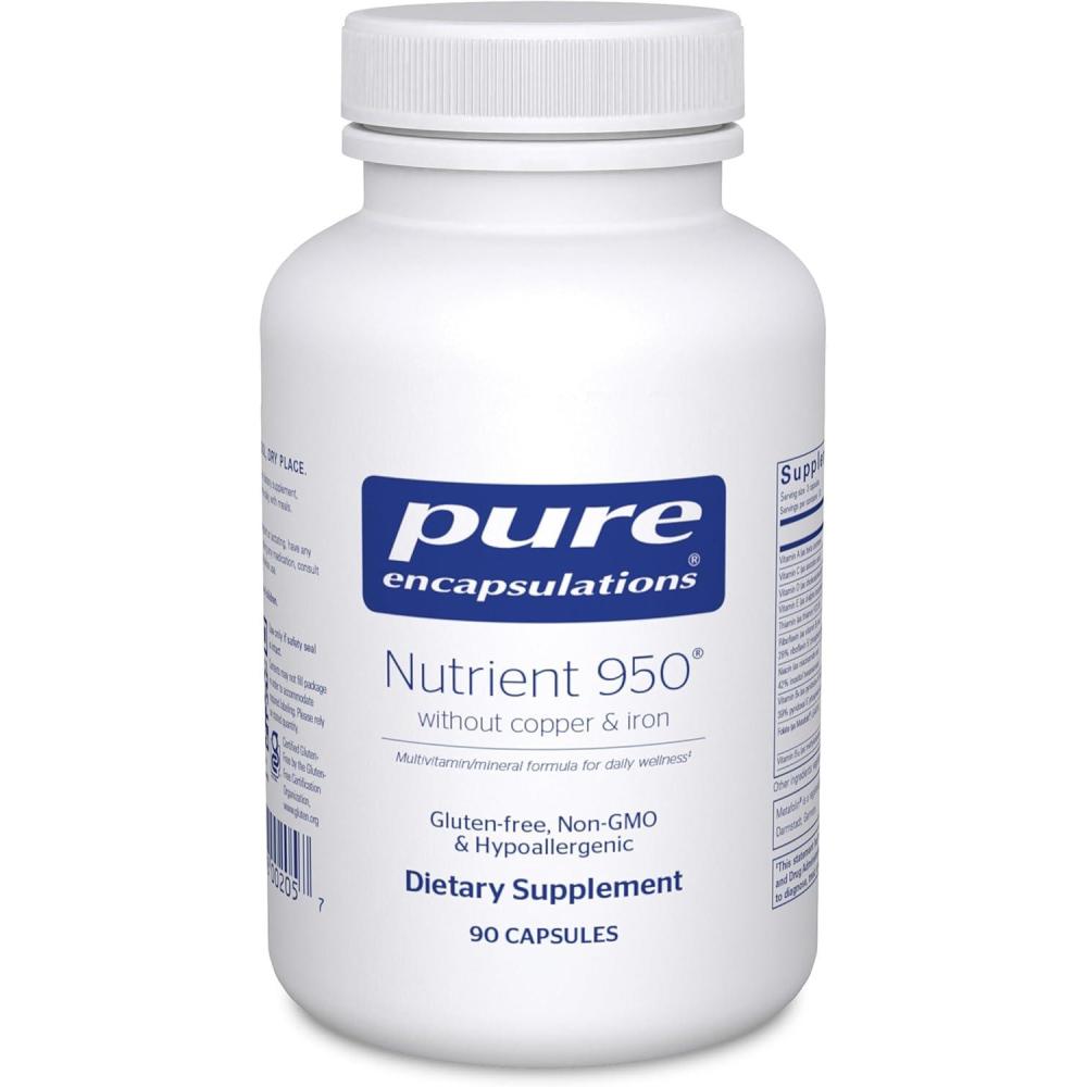 image:imagePure Encapsulations Nutrient 950 Without Copper amp Iron Hypoallergenic MultiVitaminMineral Formula for Optimal Health 90 Capsules90 Count Pack of 1