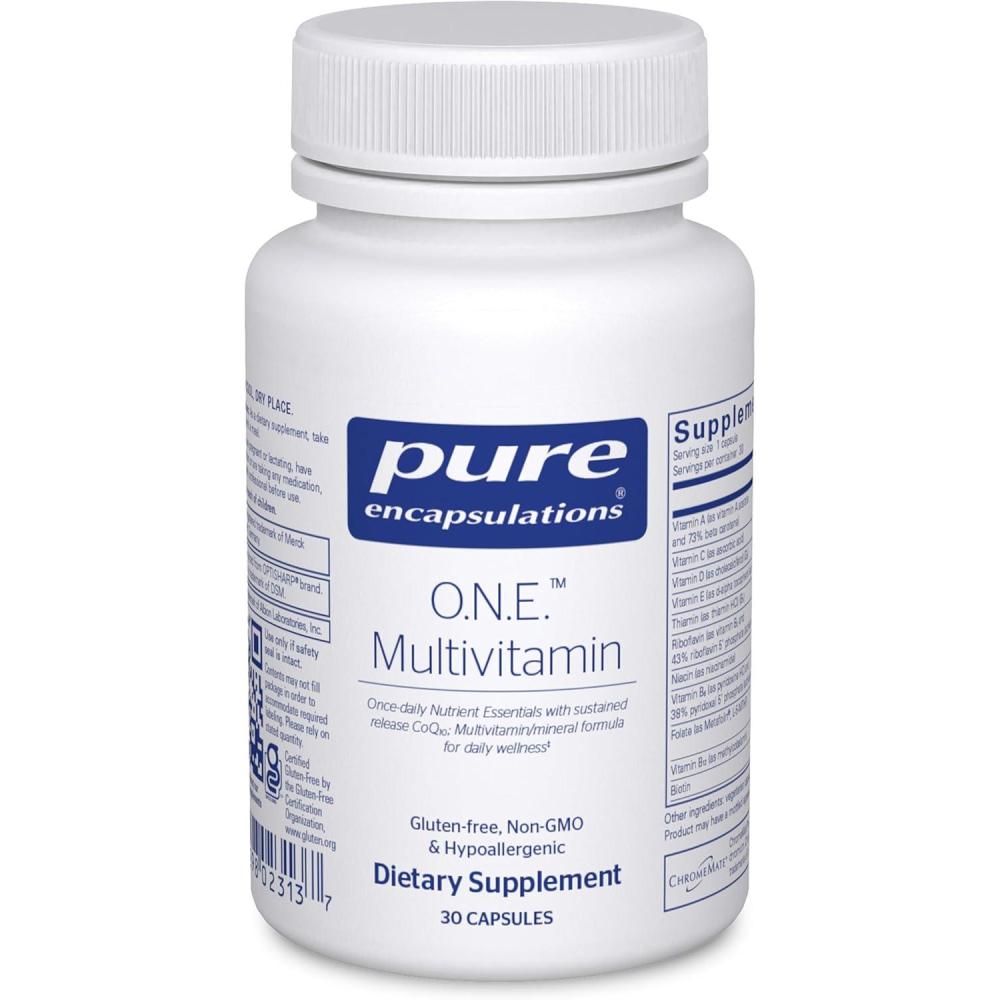 image:imagePure Encapsulations ONE Multivitamin Once Daily Multivitamin with Antioxidant Complex Metafolin CoQ10 and Lutein to Support Vision Cognitive Function and Cellular Health 60 Capsules30 Count Pack of 1