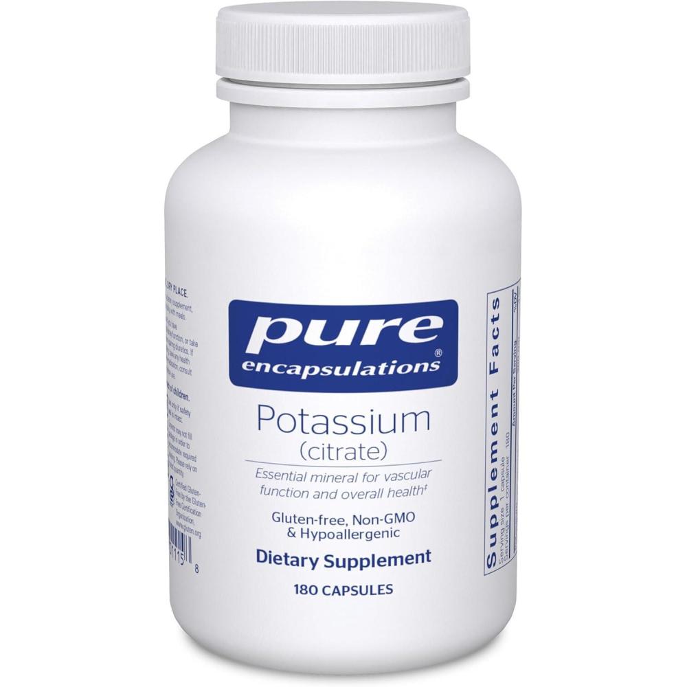 image:imagePure Encapsulations Potassium Citrate Essential Electrolyte Supplement to Support Nerve amp Muscle Function Adrenals Hormones Heart Health amp Energy Potassium Citrate Capsule 180 Capsules180 Count Pack of 1