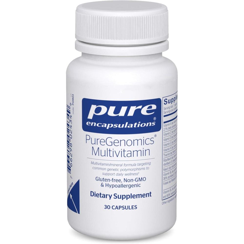 image:imagePure Encapsulations PureGenomics Multivitamin  Supplement to Support Nutrient Requirements of Common Genetic Variations  with Vitamin ABCDE K amp Minerals  30 Capsules30 Count Pack of 1