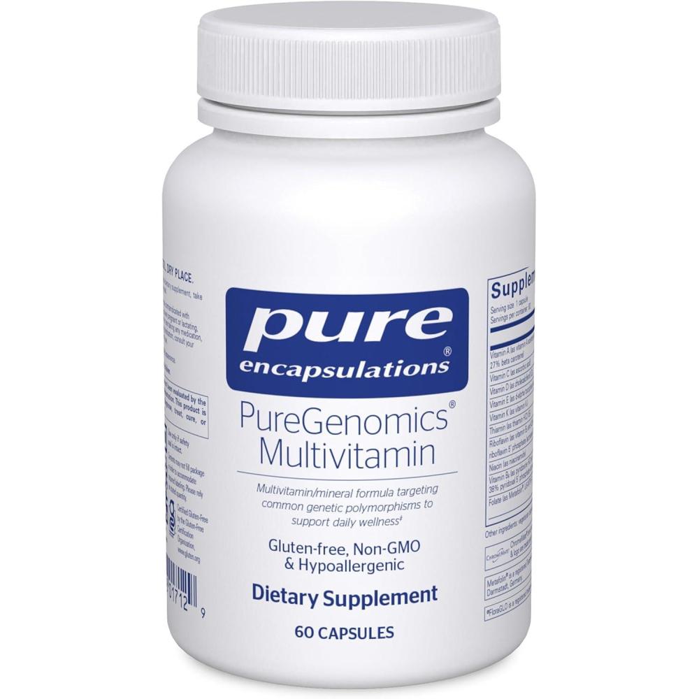image:imagePure Encapsulations PureGenomics Multivitamin Supplement to Support Nutrient Requirements of Common Genetic Variations with Vitamin ABCDE K amp Minerals 30 Capsules60 Count Pack of 1