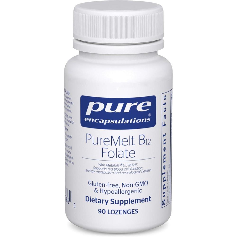 image:imagePure Encapsulations PureMelt B12 Folate Active B Vitamin with L5MTHF Metabolism Support amp Red Blood Cell Function NonGMO amp Vegan 90 Lozenges