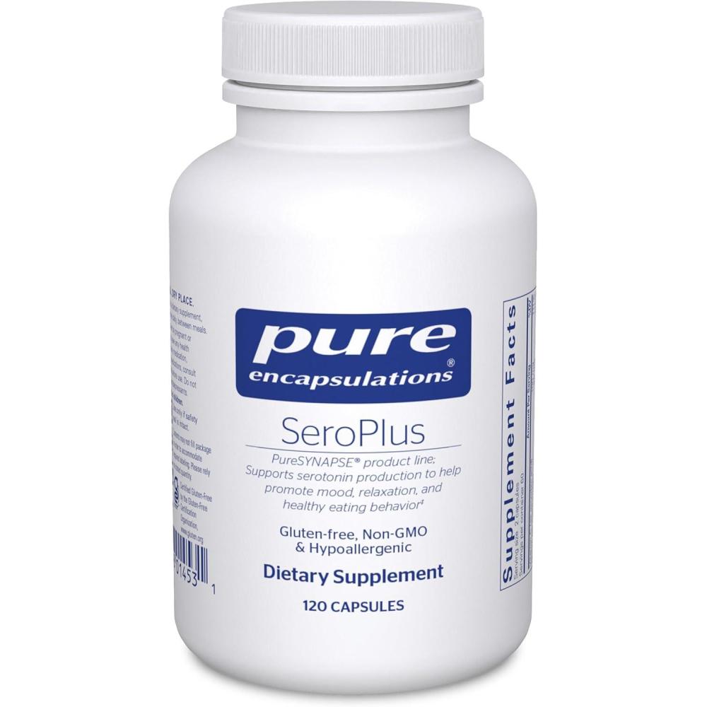image:imagePure Encapsulations SeroPlus Hypoallergenic Serotonin Support to Support Moderate Occasional Stress 120 CapsulesStandard Packaging