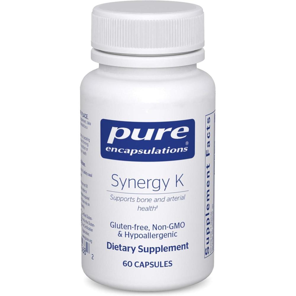 image:imagePure Encapsulations Synergy K with Vitamin K1 K2 amp D3 Supports Bones Blood Vessels Vascular Elasticity amp Calcium Utilization Includes Cholecalciferol Gluten Free amp NonGMO 60 Capsules60 Count Pack of 1