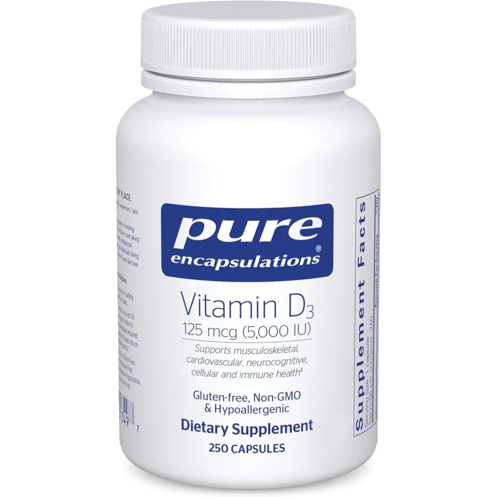 image:imagePure Encapsulations Vitamin D3 125 mcg 5000 IU  Supplement to Support Bone Joint Breast Heart Colon and Immune Health  with Vitamin D  120 Capsules250 Count Pack of 1
