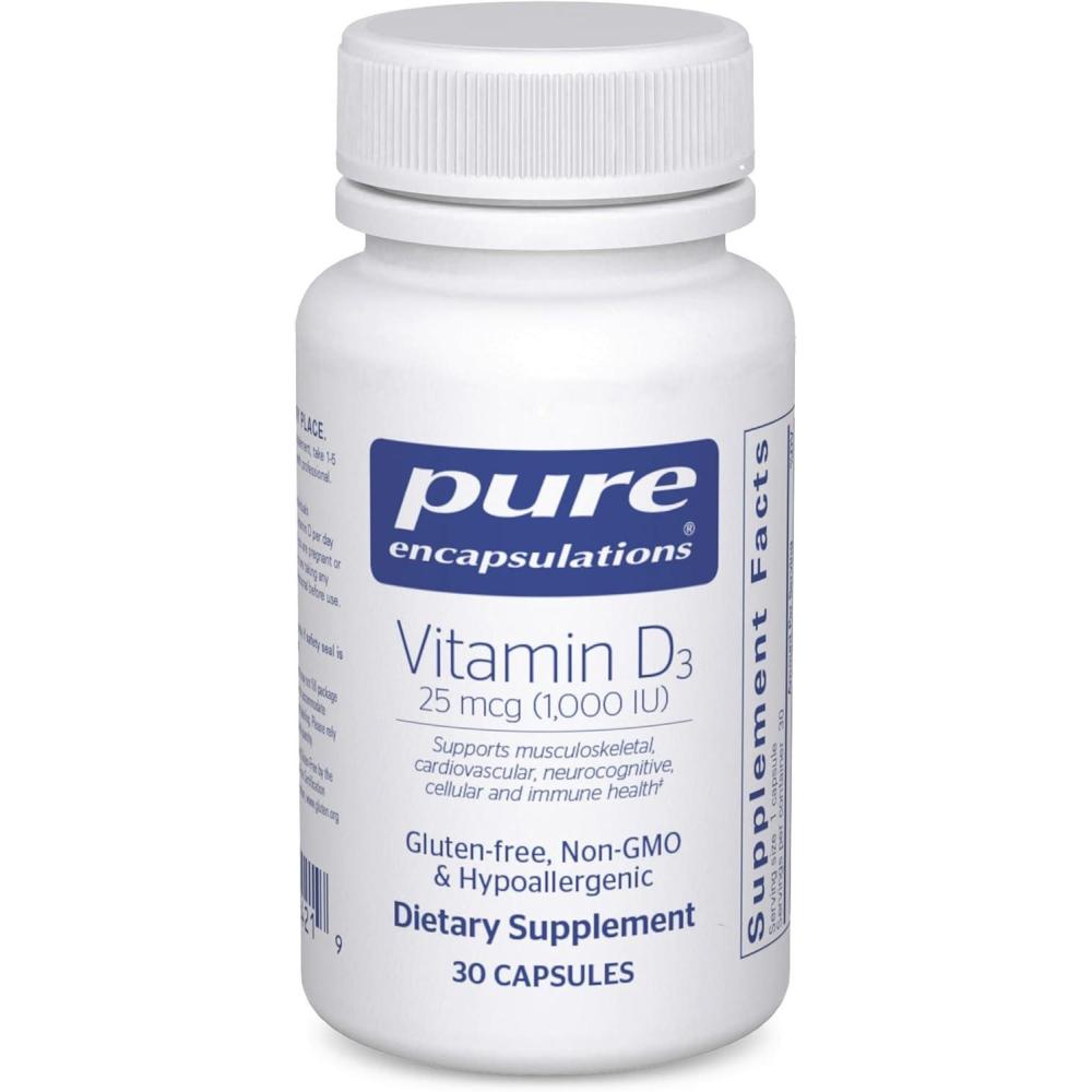image:imagePure Encapsulations Vitamin D3 25 mcg 1000 IU Supplement to Support Bone Joint Breast Heart Colon amp Immune Health with Premium Vitamin D 30 Capsules30 Count Pack of 1