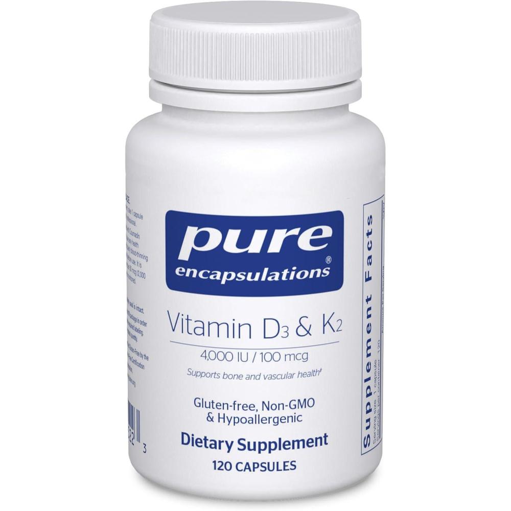 image:imagePure Encapsulations Vitamin D3 amp K2 Bone amp Vascular Health Support Immune Function Support Gluten Free NonGMO 120 Capsules120 Count Pack of 1