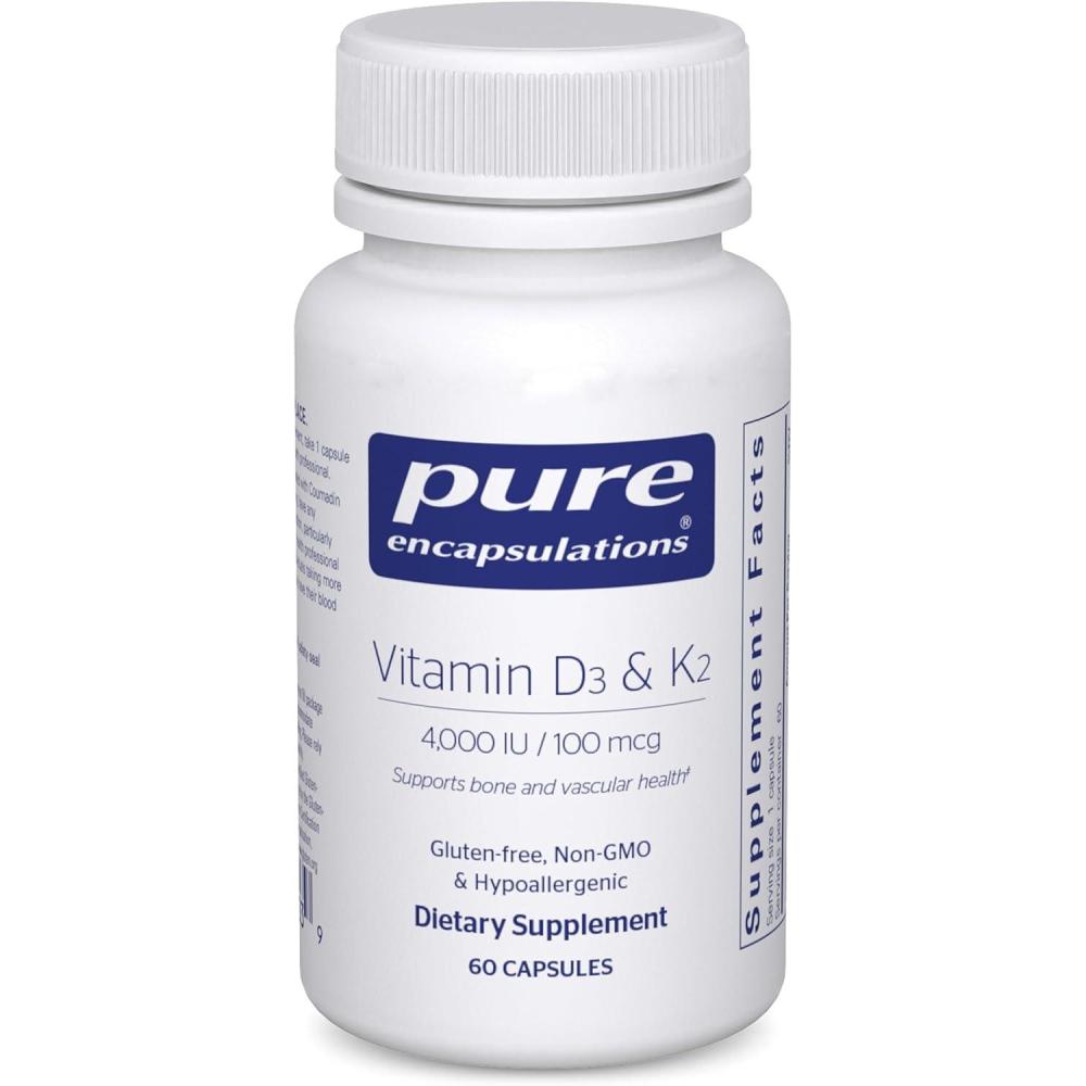image:imagePure Encapsulations Vitamin D3 amp K2 Bone amp Vascular Health Support Immune Function Support Gluten Free NonGMO 120 Capsules60 Count Pack of 1