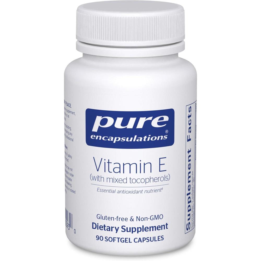 image:imagePure Encapsulations Vitamin E with Mixed Tocopherols Antioxidant Protection amp Cellular Function Contains Mixed Tocopherols NonGMO 180 Softgel Capsules90 Count Pack of 1