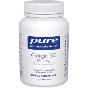 Pure Encapsulations Ginkgo 50 160 mg | Ginkgo Biloba Supplement to Support Oxygen, Blood Circulation, and Mild Memory Problems Associated with Aging* | 120 Capsules