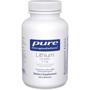 Pure Encapsulations Lithium Orotate 5 mg – Brain Support Supplement – with N-Acetyl-L-Cysteine (NAC) for Memory & Brain Behavior* – Gluten Free & Non-GMO – 180 Capsules(180 Count (Pack of 1))