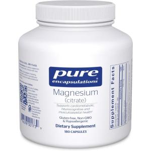 Pure Encapsulations Magnesium (Citrate) – Supplement for Sleep, Heart Health, Cognitive Health, Bone Health, Energy, Muscles, and Metabolism* – with Premium Magnesium – 180 Capsules(180 Count (Pack of 1))