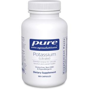 Pure Encapsulations Potassium (Citrate) – Essential Electrolyte Supplement to Support Nerve & Muscle Function, Adrenals, Hormones, Heart Health & Energy* – Potassium Citrate Capsule – 180 Capsules(180 Count (Pack of 1))