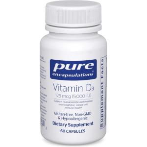 Pure Encapsulations Vitamin D3 125 mcg (5,000 IU) – Supplement to Support Bone, Joint, Breast, Heart, Colon, and Immune Health* – with Vitamin D – 120 Capsules(60 Count (Pack of 1))