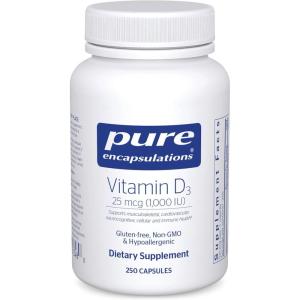 Pure Encapsulations Vitamin D3 25 mcg (1,000 IU) – Supplement to Support Bone, Joint, Breast, Heart, Colon & Immune Health* – with Premium Vitamin D – 30 Capsules(250 Count (Pack of 1))