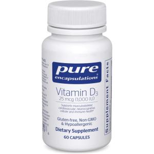 Pure Encapsulations Vitamin D3 25 mcg (1,000 IU) – Supplement to Support Bone, Joint, Breast, Heart, Colon & Immune Health* – with Premium Vitamin D – 30 Capsules(60 Count (Pack of 1))