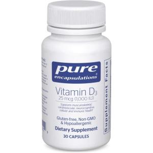 Pure Encapsulations Vitamin D3 25 mcg (1,000 IU) – Supplement to Support Bone, Joint, Breast, Heart, Colon & Immune Health* – with Premium Vitamin D – 30 Capsules(30 Count (Pack of 1))