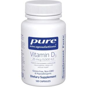 Pure Encapsulations Vitamin D3 25 mcg (1,000 IU) – Supplement to Support Bone, Joint, Breast, Heart, Colon & Immune Health* – with Premium Vitamin D – 30 Capsules(120 Count (Pack of 1))